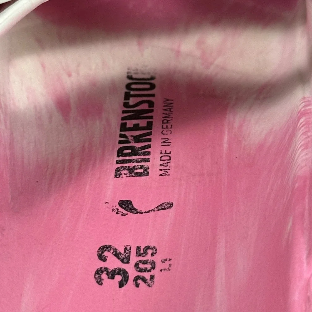 Birkenstock Arizona EVA Youth Sandals Candy Pink White Marble Slides Size 32